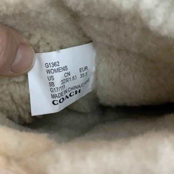 Coach Moccasin Fringe Natural Gold Leather Sheepskin Studded Moto Boots size 5 - Picture 11 of 13